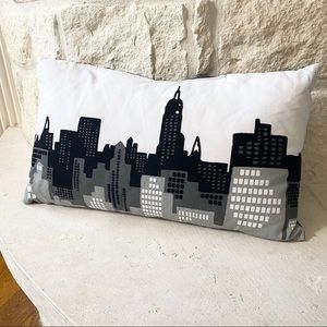 Target City Skyline Decorative Buildings Black and White Pillow